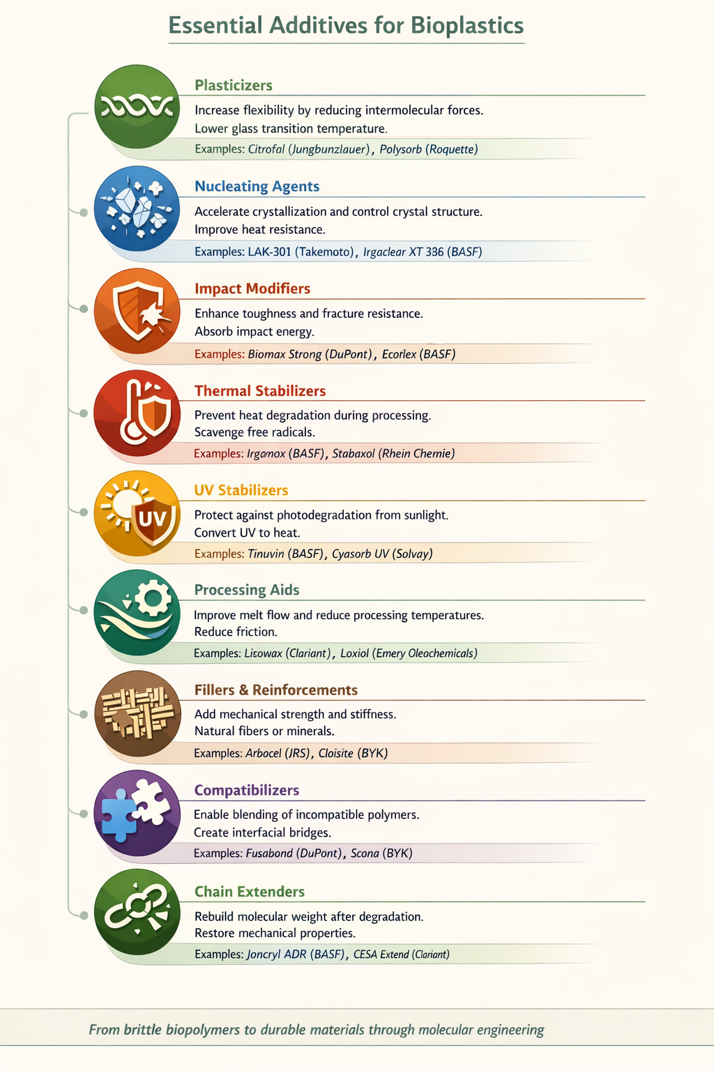 Essential Additives for Bioplastics: Chemistry, Functions, and Commercial Solutions