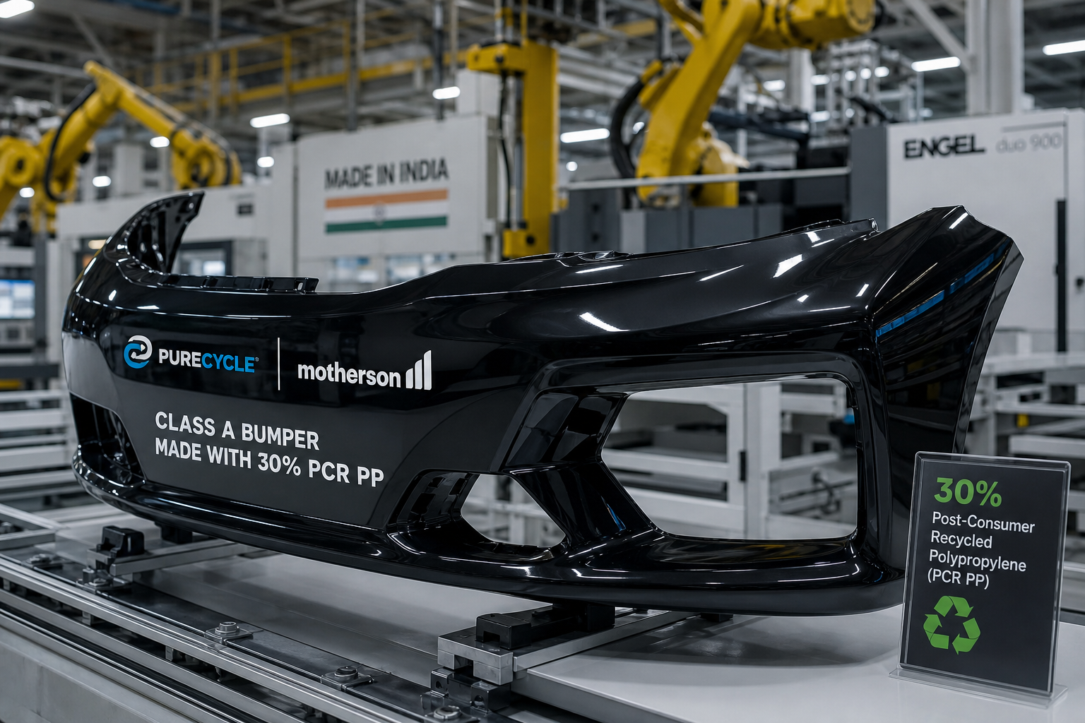 PureCycle and Motherson Produce Class-A Automotive Bumper with 30% Recycled PP