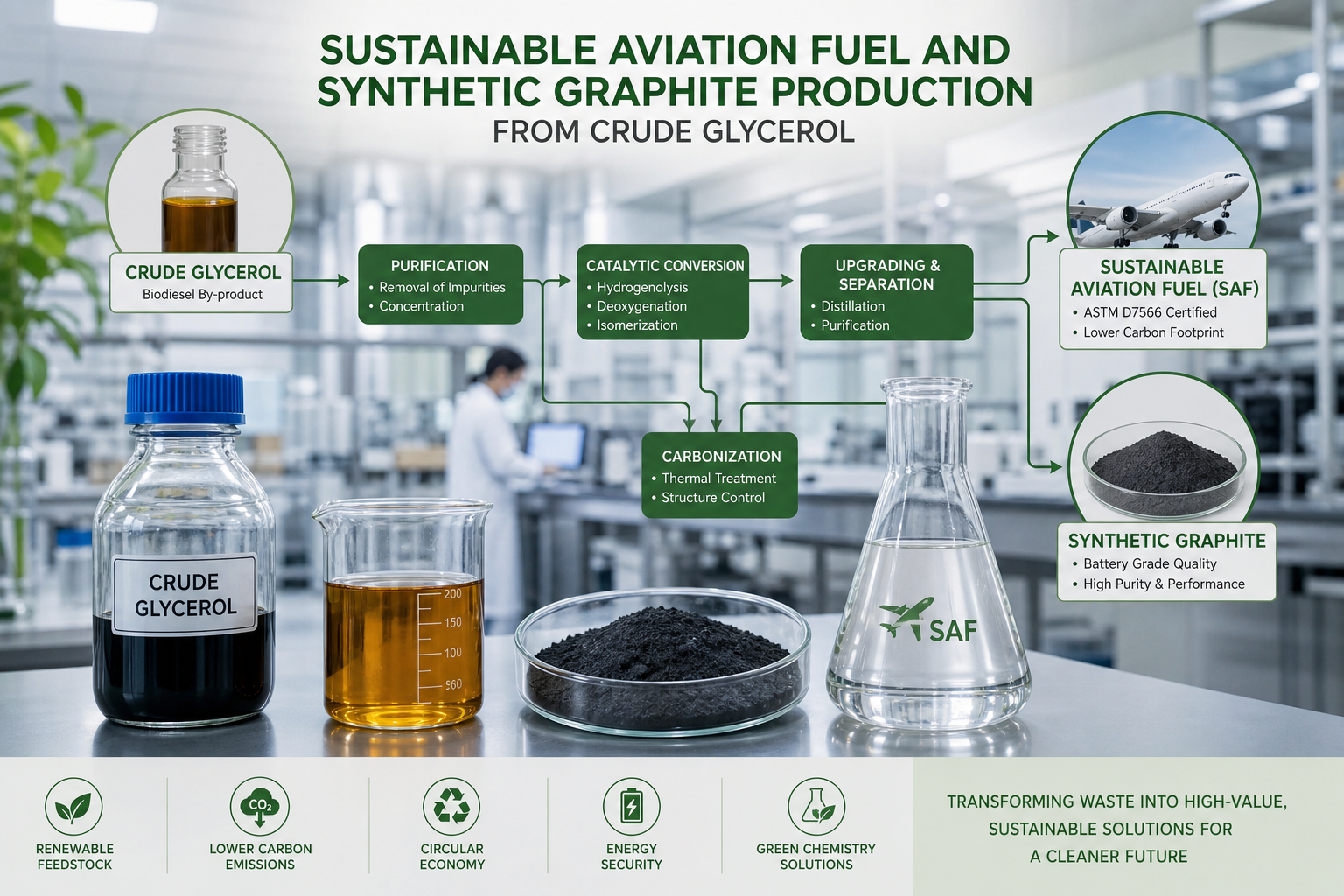 BioBTX Develops Sustainable Graphite and Jet Fuel from Crude Glycerol