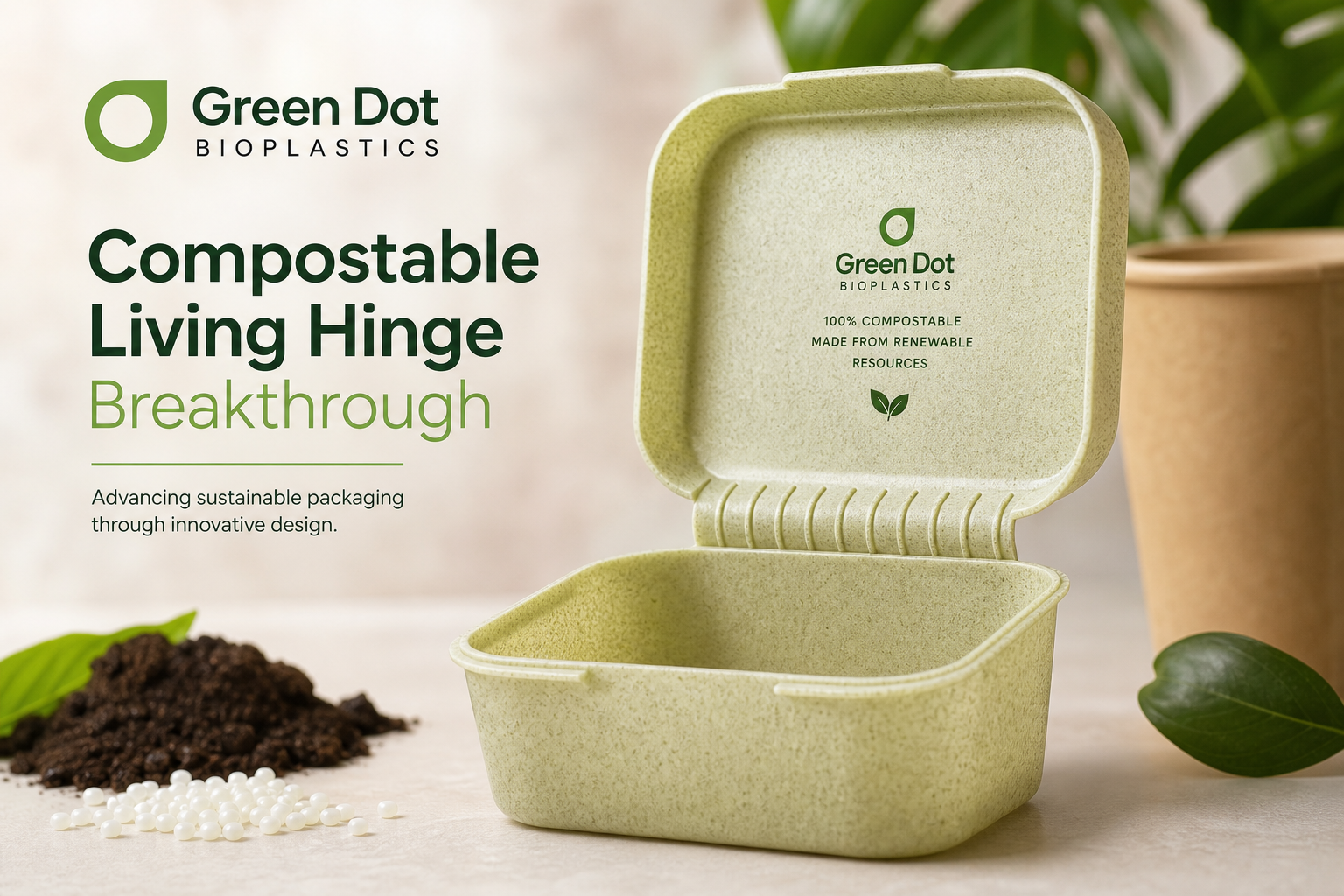 Green Dot Bioplastics Achieves a Compostable Living Hinge