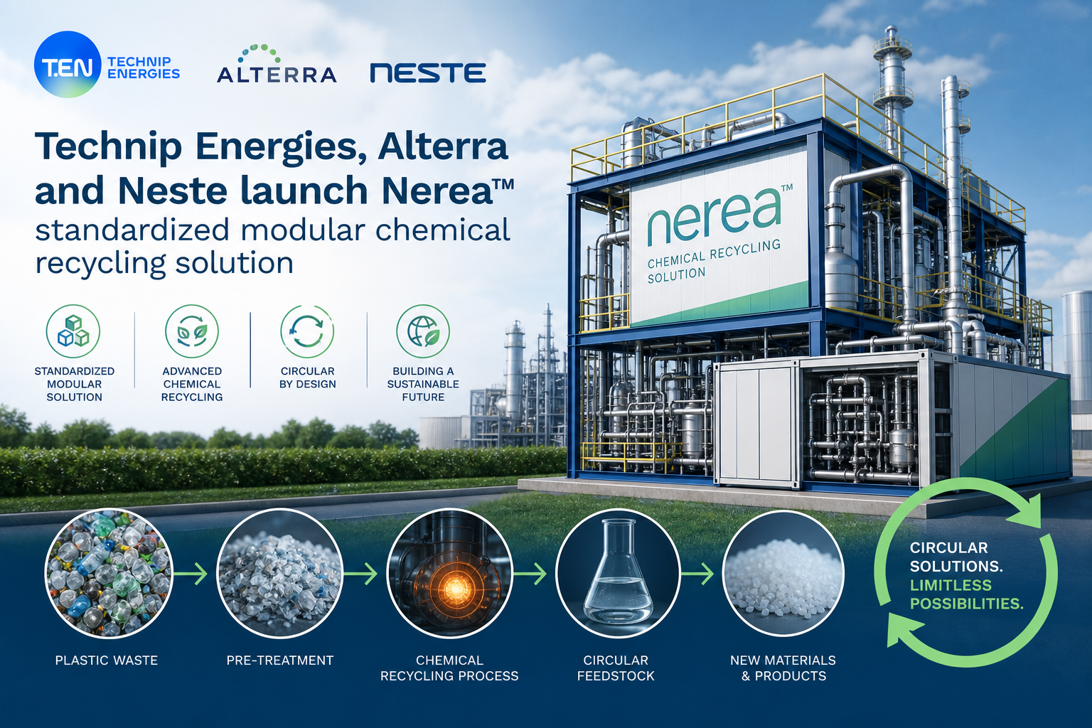 Technip Energies, Alterra and Neste Launch Nerea™ — Standardized Modular Solution for Plastic Chemical Recycling